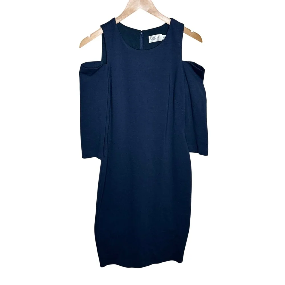 Eliza J Cold Shoulder Sheath Midi Dress size 8 Blue